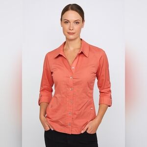 Soft‎ Surroundings New Women's Coral Button-Up Shirt Size XS Casual Office